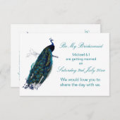 クジャクのコレクションは私の花嫁の付き添い 招待状 (正面/裏面)