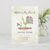 クジャクの水彩母の日のブランチ 招待状 (スタンド正面)