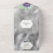 クジャクの水色の多肉植物 オールインワン招待状 (外側)