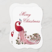クジャクの美しいクリスマス シーズンカード (正面/裏面)