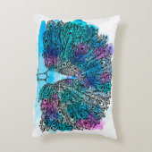 クジャクの美しい手描き鳥は、多くのデットから成る アクセントクッション (裏面(縦))