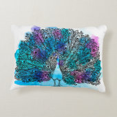 クジャクの美しい手描き鳥は、多くのデットから成る アクセントクッション (裏面)