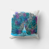 クジャクの美しい手描き鳥は、多くのデットから成る クッション (正面)