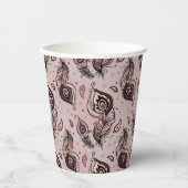 クジャクの羽の柄 紙コップ (正面)