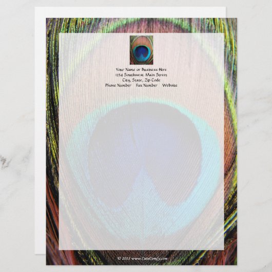 クジャクの羽の目をクローズアップ レターヘッド (正面/裏面)