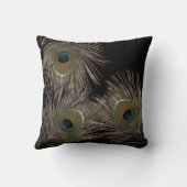 クジャクの羽の黒い袋 クッション (裏面)