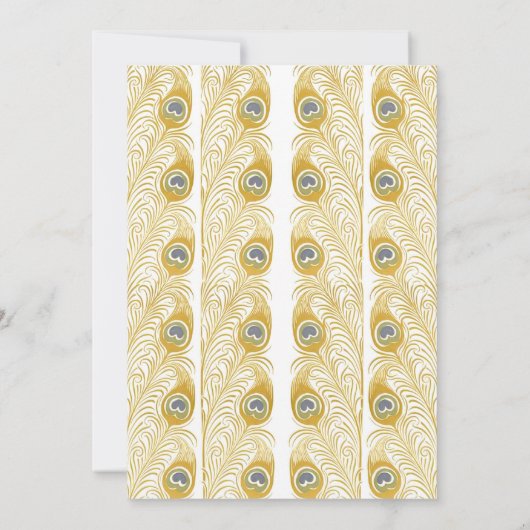 クジャクの羽クラシック白結婚式招待状 招待状 (裏面)