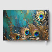 クジャクの羽プルーム金ゴールド箔の散り散り ゲストブック (裏面)