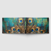 クジャクの羽プルーム金ゴールド箔の散り散り ゲストブック (全面)