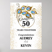 クジャクの羽根 50周年結婚記念ポスター ポスター (正面)