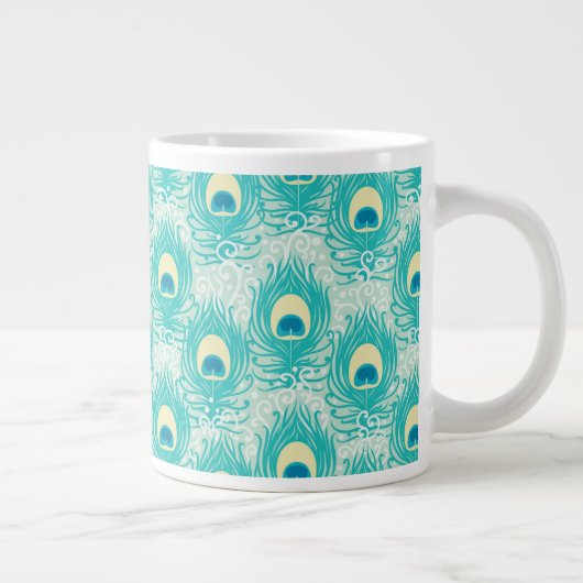 クジャクの羽模様 ジャンボコーヒーマグカップ (右)