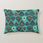 クジャクの羽毛のかわいい模様 アクセントクッション (正面)