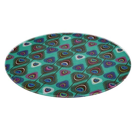 クジャクの羽毛のかわいい模様 カッティングボード (角)