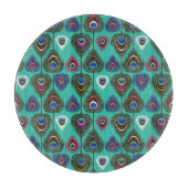 クジャクの羽毛のかわいい模様 カッティングボード (正面)