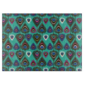 クジャクの羽毛のかわいい模様 カッティングボード (正面)