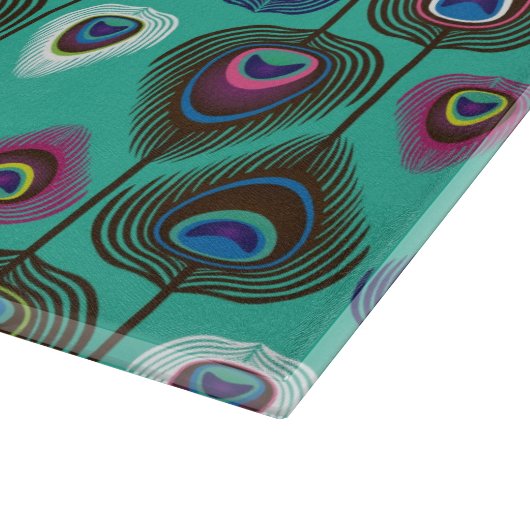 クジャクの羽毛のかわいい模様 カッティングボード (角)