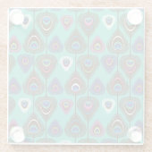 クジャクの羽毛のかわいい模様 ガラスコースター (裏面)