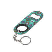 クジャクの羽毛のかわいい模様 キーホルダー栓抜き (裏面アングル)