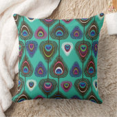 クジャクの羽毛のかわいい模様 クッション (ブランケット)