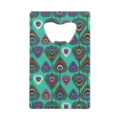 クジャクの羽毛のかわいい模様 クレジットカード栓抜き (正面)