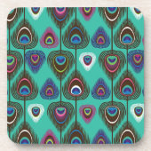 クジャクの羽毛のかわいい模様 コースター (正面)