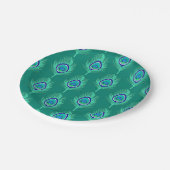 クジャクの羽，アクアオンターコイズ/クジャク ペーパープレート (アングル)