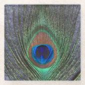 クジャクの羽 ガラスコースター (正面)