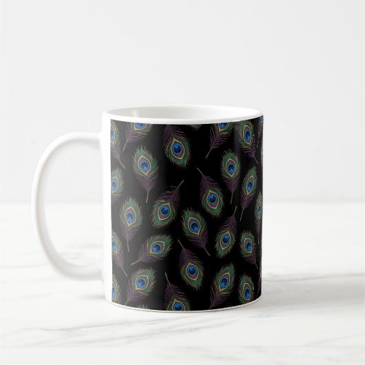 クジャクの羽 コーヒーマグカップ (左)