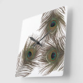 クジャクの羽 スクエア壁時計 (傾斜)