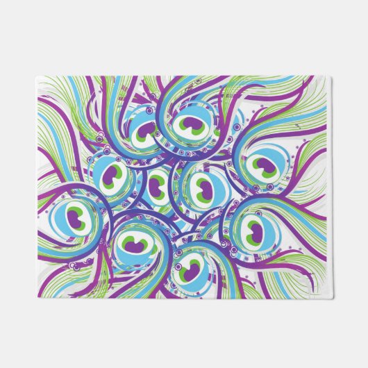 クジャクの羽  ドアマット (正面)