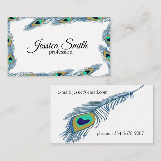 クジャクの羽 名刺 (正面/裏面)