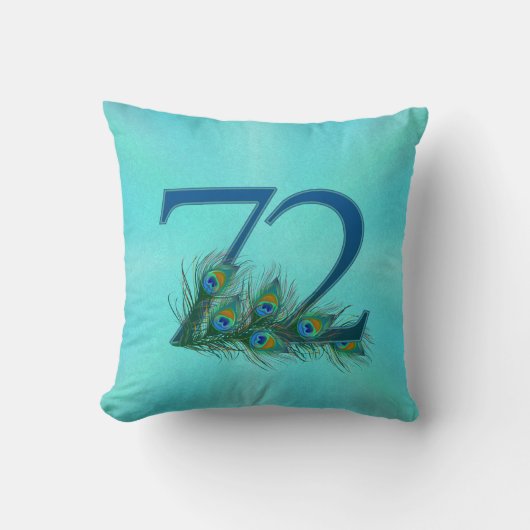 クジャクの羽 72歳の誕生日記念のお祝い クッション (正面)
