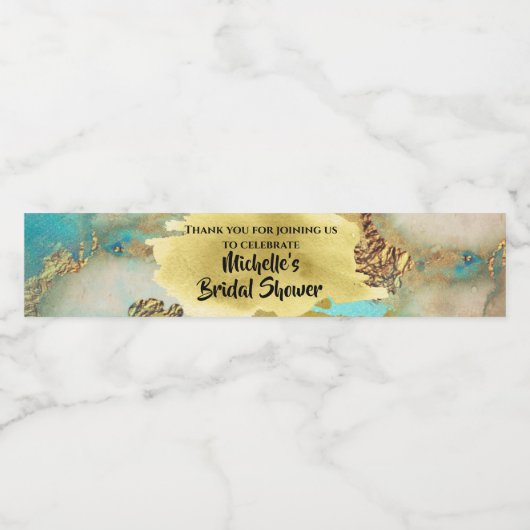 クジャクの色の水色のアゲイト金ゴールドブルー ペットボトルラベル (シングルラベル)