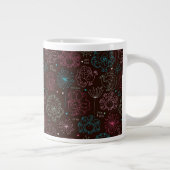 クジャクの花インド壁紙ヴィンテージ ジャンボコーヒーマグカップ (右)