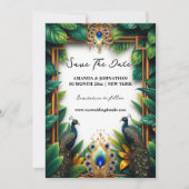 クジャクの鳥の豪華な羽の熱帯屋外 セーブザデート (正面)