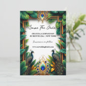 クジャクの鳥の豪華な羽の熱帯屋外 セーブザデート (スタンド正面)