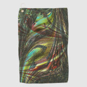 クジャクの黒い十字の羽 ゴルフタオル (正面)