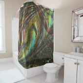 クジャクの黒い十字の羽 シャワーカーテン (インサイチュ)