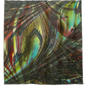 クジャクの黒い十字の羽 シャワーカーテン (正面)