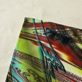 クジャクの黒い十字の羽 ビーチタオル