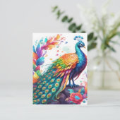 クジャクは色鮮やかな鳥で、クノである ポストカード (スタンド正面)