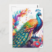 クジャクは色鮮やかな鳥で、クノである ポストカード (正面/裏面)