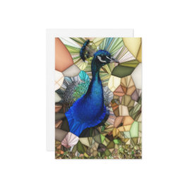 クジャクカラフルモザイクフラットカード サンキューカード