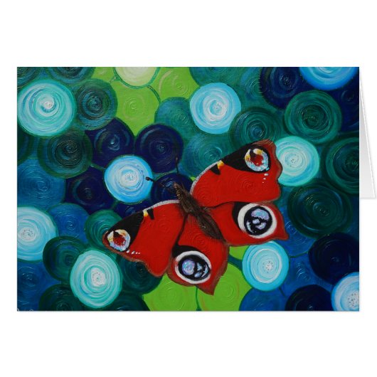 クジャクチョウの絵画グリーティングカード (正面横)
