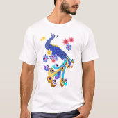 クジャクファンシーと花のシャツ Tシャツ (正面)