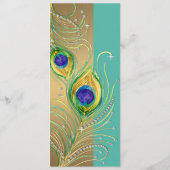 クジャクモダン羽の水色金ゴールド宝石 メニュー (裏面)