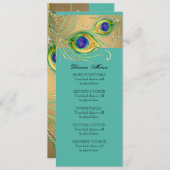 クジャクモダン羽の水色金ゴールド宝石 メニュー (正面/裏面)