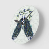 クジャク愛パーソナライズされたハート ラウンド壁時計 (傾斜)