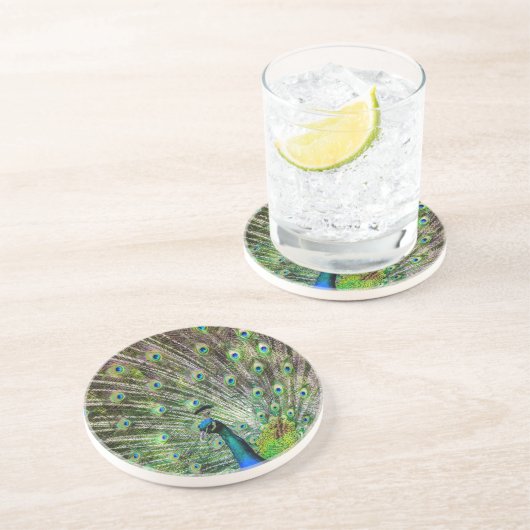 クジャク素晴らしと羽毛の写真アクセサリー コースター (側面)