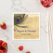 クジャク素朴フェザーパーソナライズされたナプキン スタンダードカクテルナプキン (インサイチュ)